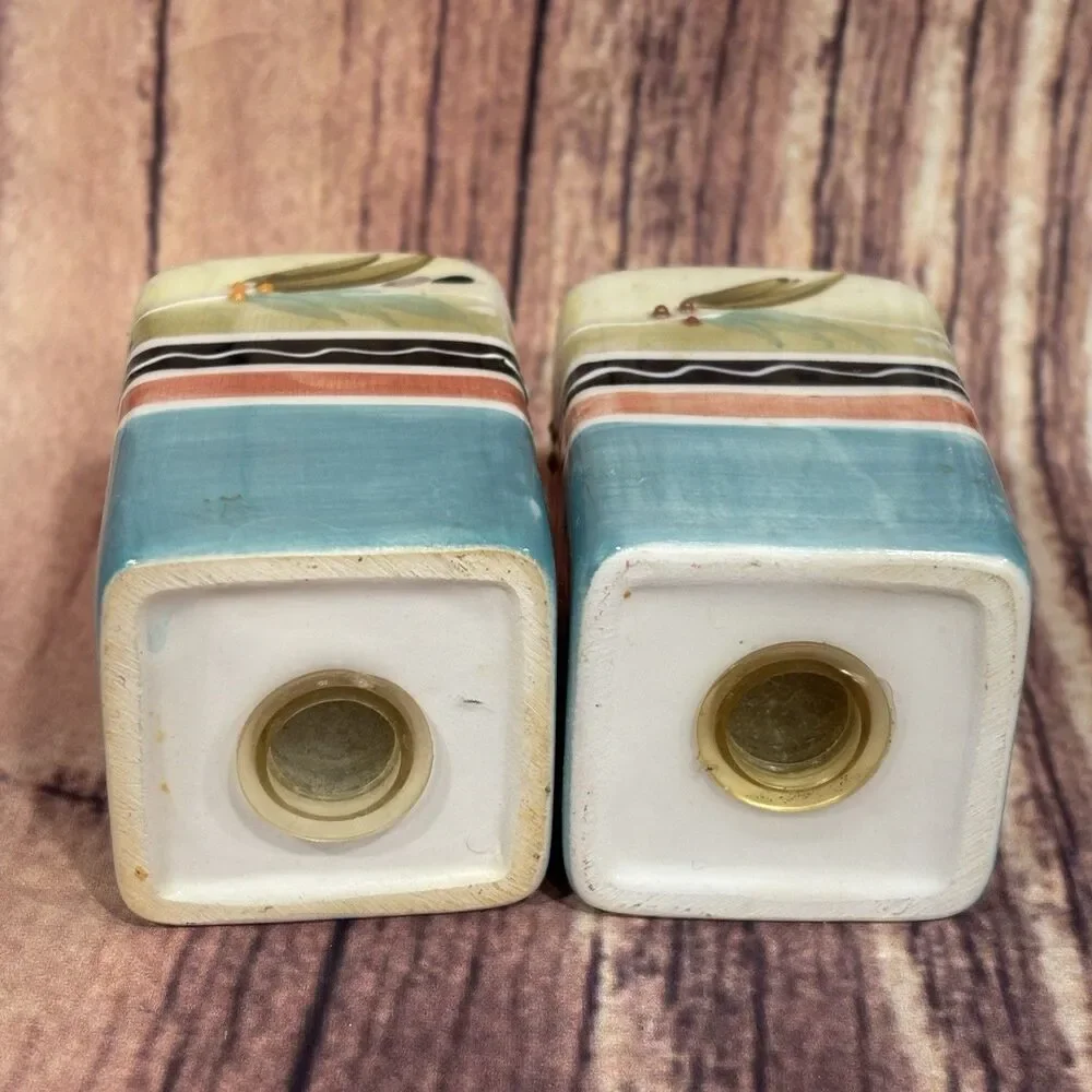 Hand Painted Ceramic Oil Vinegar Dispenser Salt Pepper Shaker Set